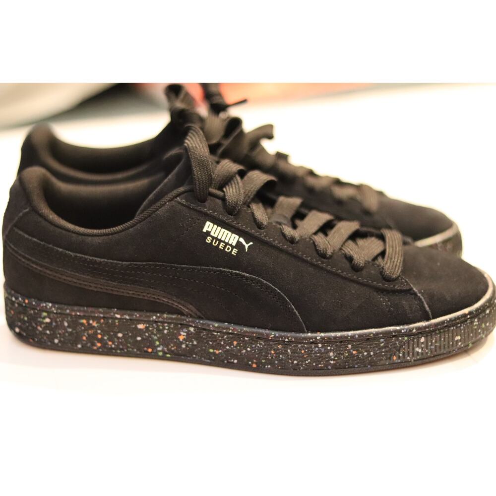 Puma Suede Triple Mono 'Black Paint Splatter' Sz 7C
